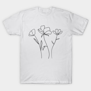 Elegant floral composition hand drawing - Delicate flowers T-Shirt